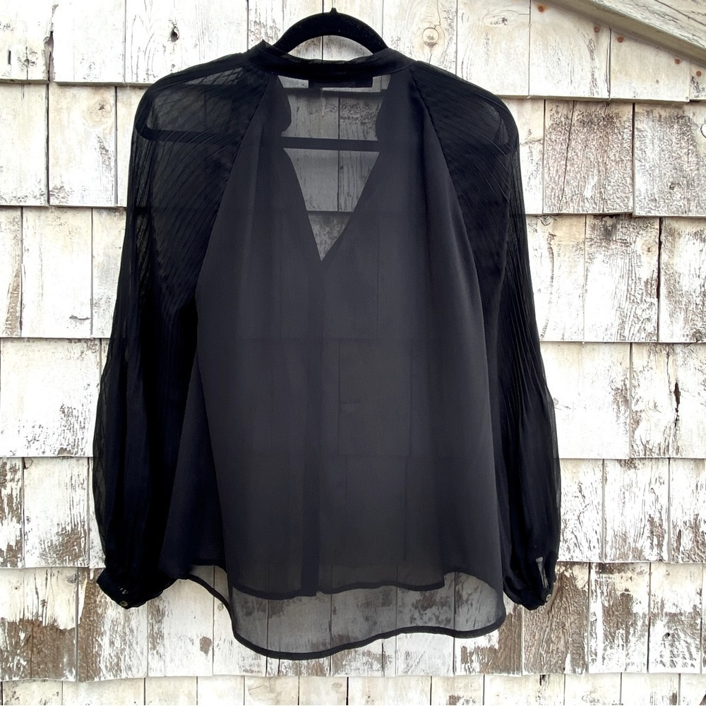 Zara Pleated Long Sleeves Button Down Sheer Blouse - Picture 3 of 4